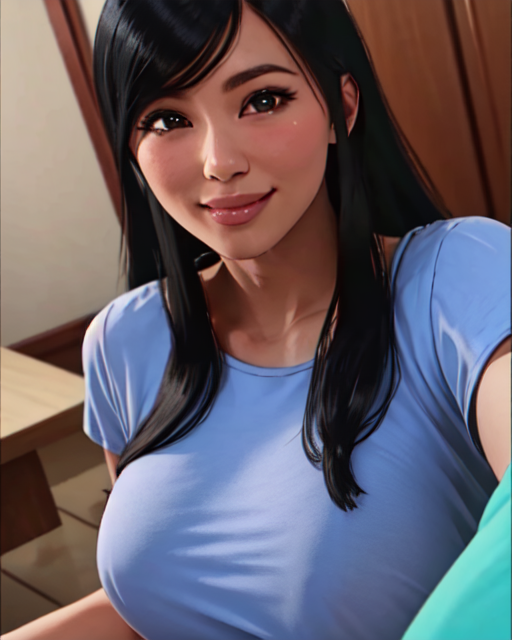 18949-3731789876-best quality, suimaxx, 1girl, 3d, black hair, long_hair, bangs, shirt, smile, looking_at_viewer, solo, indoors, (closeup_1.3),.png